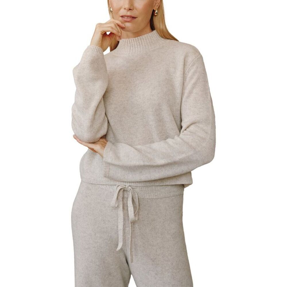 Bella Dahl Womens Cashmere & Wool Mock Neck Sweater